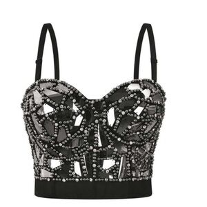 Shattered glass mirror corset top size M